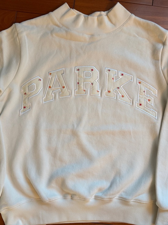 Parke Tops - PARKE Maggie & Emma, Ivory Sunset Floral Varsity Mockneck